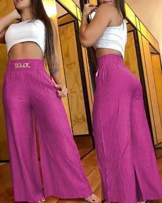Pantalon dama pata elefante cinto de broche