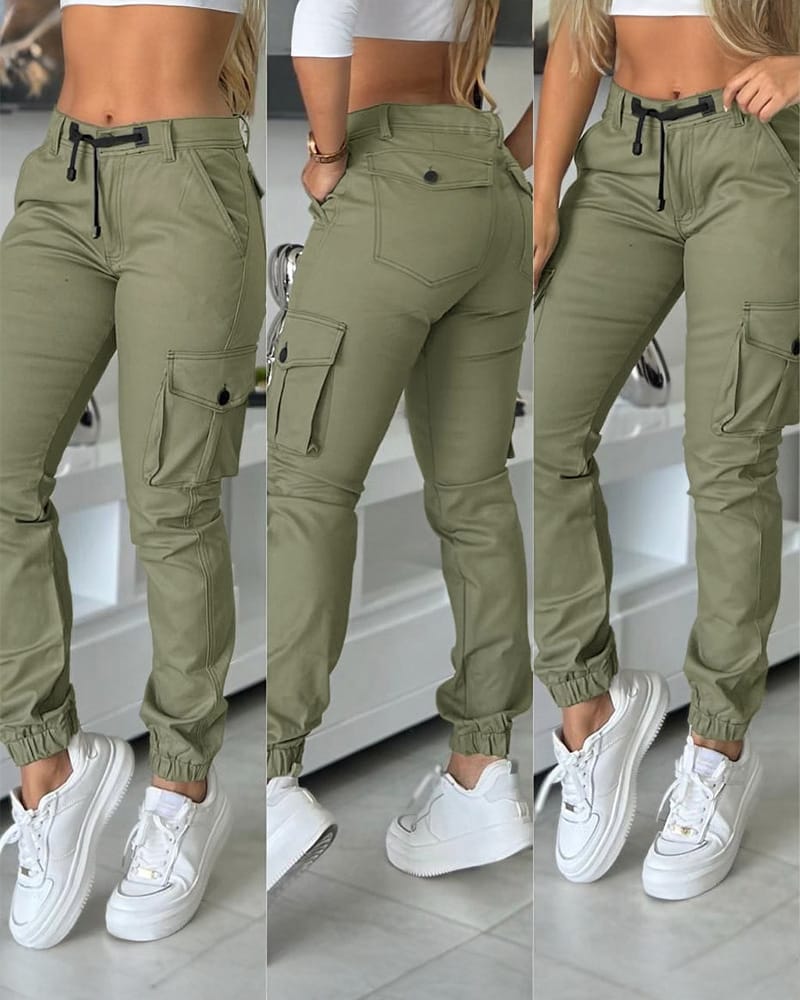 Pantalon dama cargo tactico puños y correa cintura