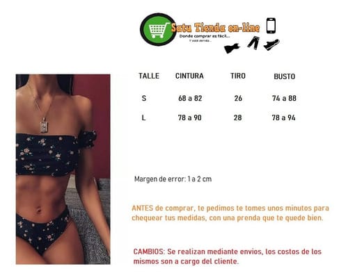 Bikini 2 pcs strapless negro con florcitas