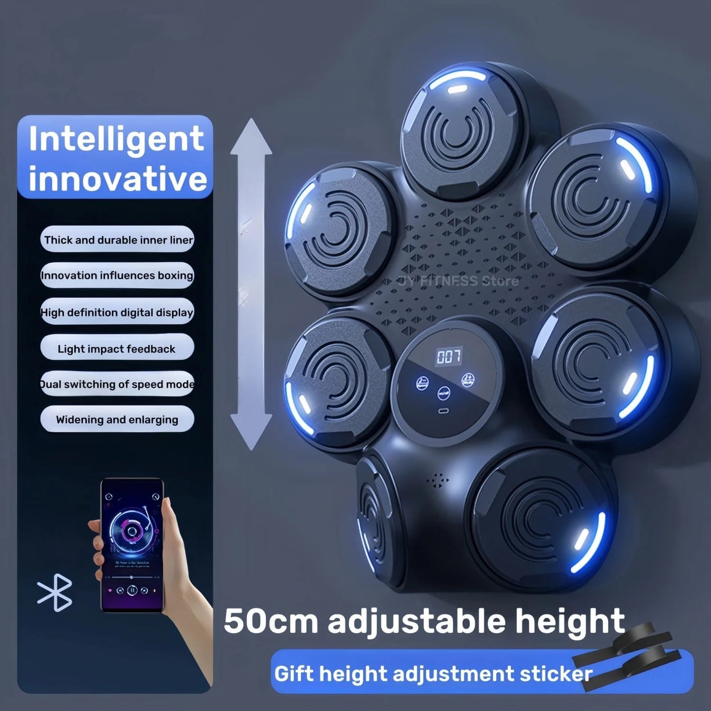 Máquina de Boxeo Musical Inteligente Bluetooth 9 Velocidades para Pared