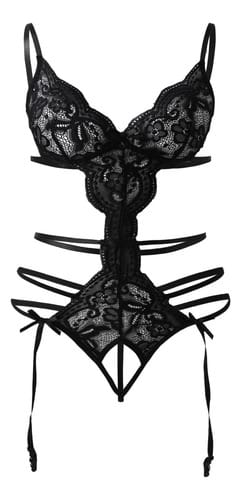 Trikini de encaje con portaliga