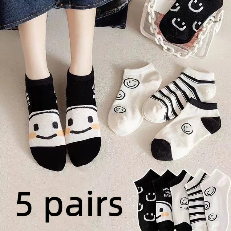 Set de 10 Pares de Soquetes de Mujer con Diseño de Osito. Medias Transpirables y Cómodas para Estilo Casual.