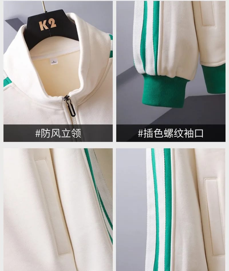 Conjunto de Hombre de Dos Piezas: Campera con cierre manga larga y pantalón casual. Diseño combinado en color liso, ideal para media estación.