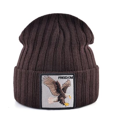 Gorros Tejidos Beanie Hombre Mujer Estilo Hip Hop Streetwear Kpop Con Parche Águila Bordado Doble Capa