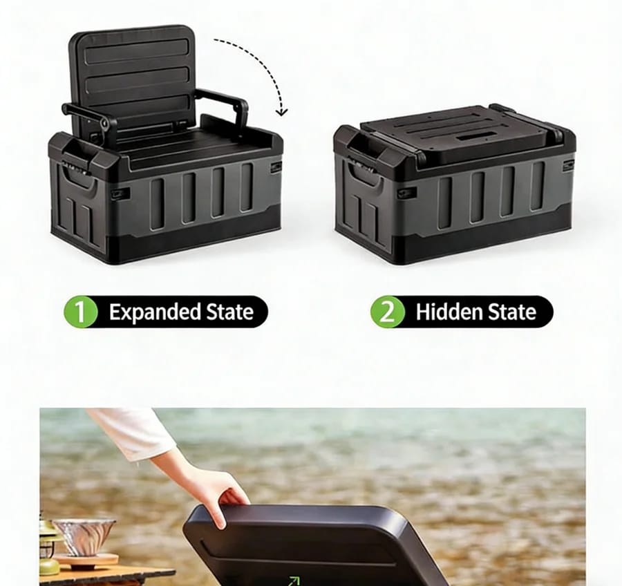 Caja De Pesca Plegable Multifunción Con Asiento Organizador Accesorios