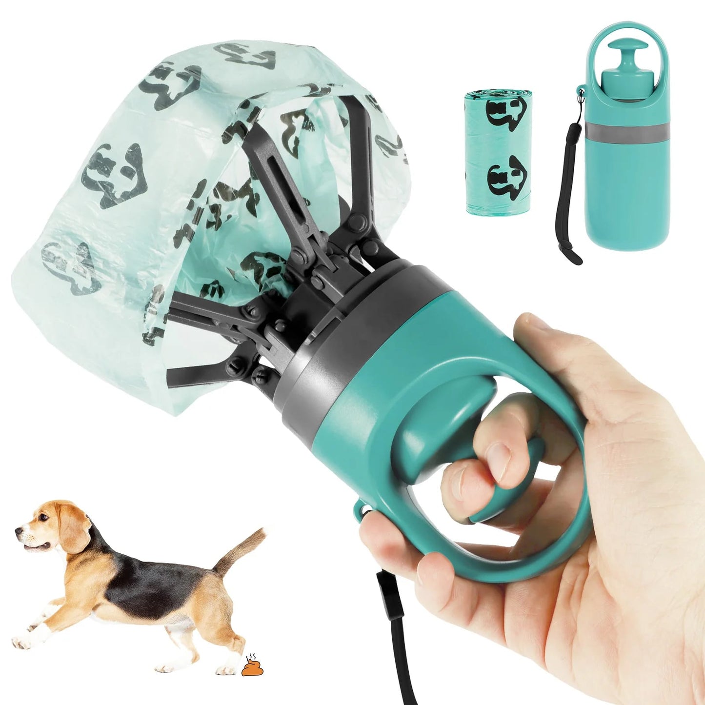 Kit Portátil Recoge Heces Con Pinza De 6 Garras Para Perros
