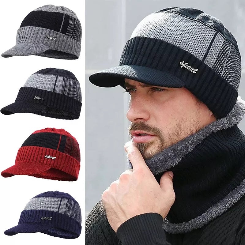 Gorra hombre lana con vicera bicolor gris