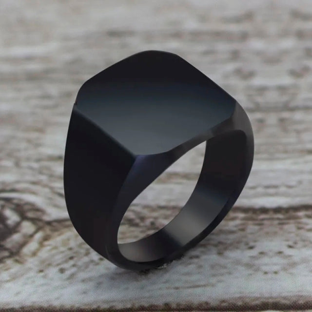 Anillo hombre cuadrado negro