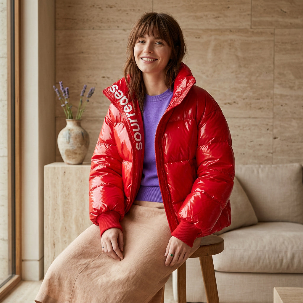 Campera dama Nylon brillante corta