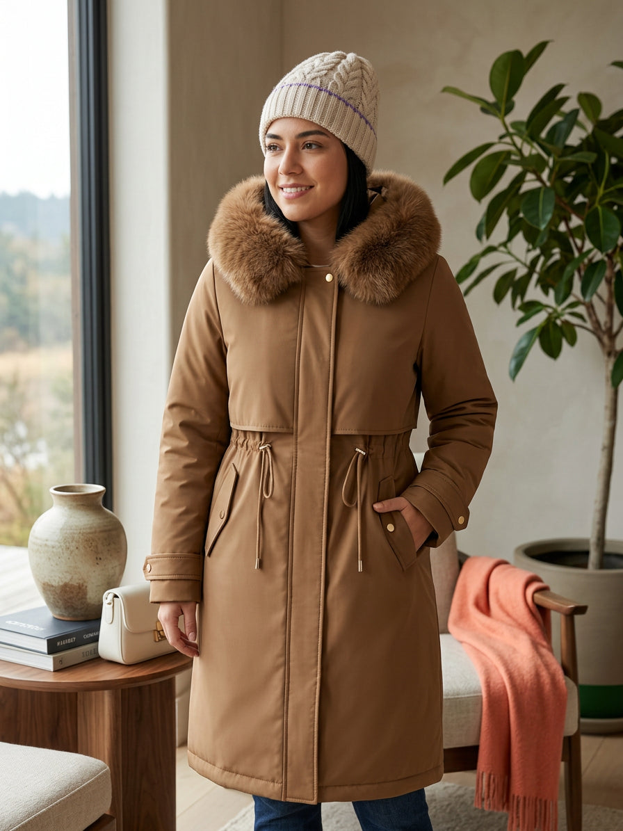 Campera dama parka forro extraíble y capucha