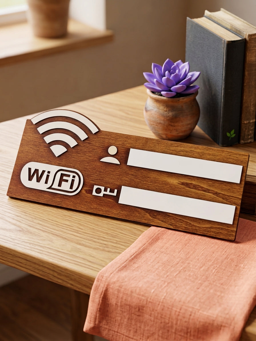 Letrero de Madera Wifi Vintage | Decoración de Pared Casa