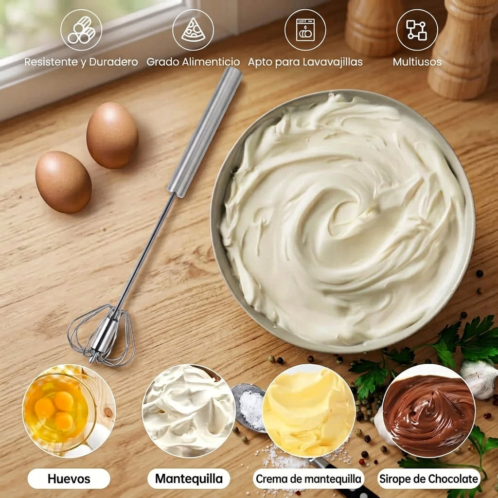Stainless Steel Egg Beater – Durable Semi-Automatic Mixer for Effortless Egg Cream Whipping – Kitchen Baking Stirring Tool