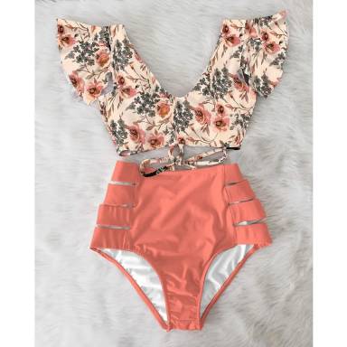 Bikini TA avertura coral top floreado