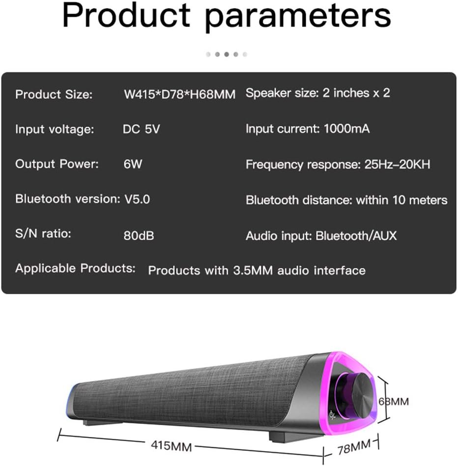Altavoz gamer Bluetooth estilo barra con luces RGB