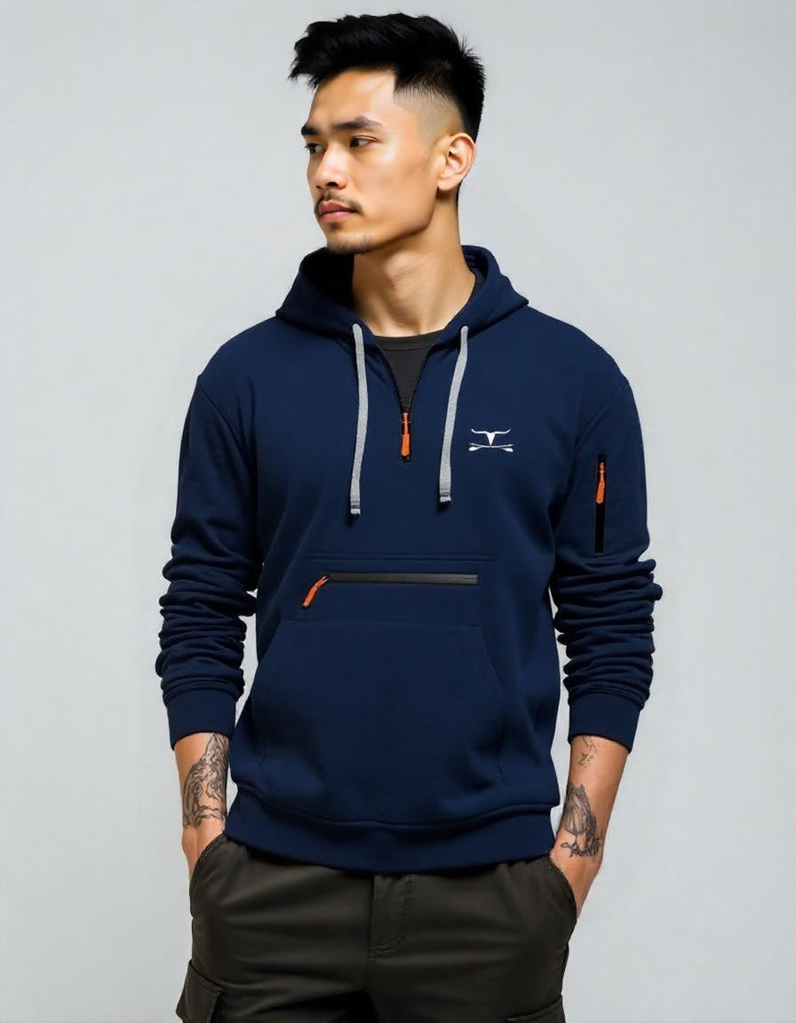 Buzo hombre canguro con capucha y bolsillo frontal