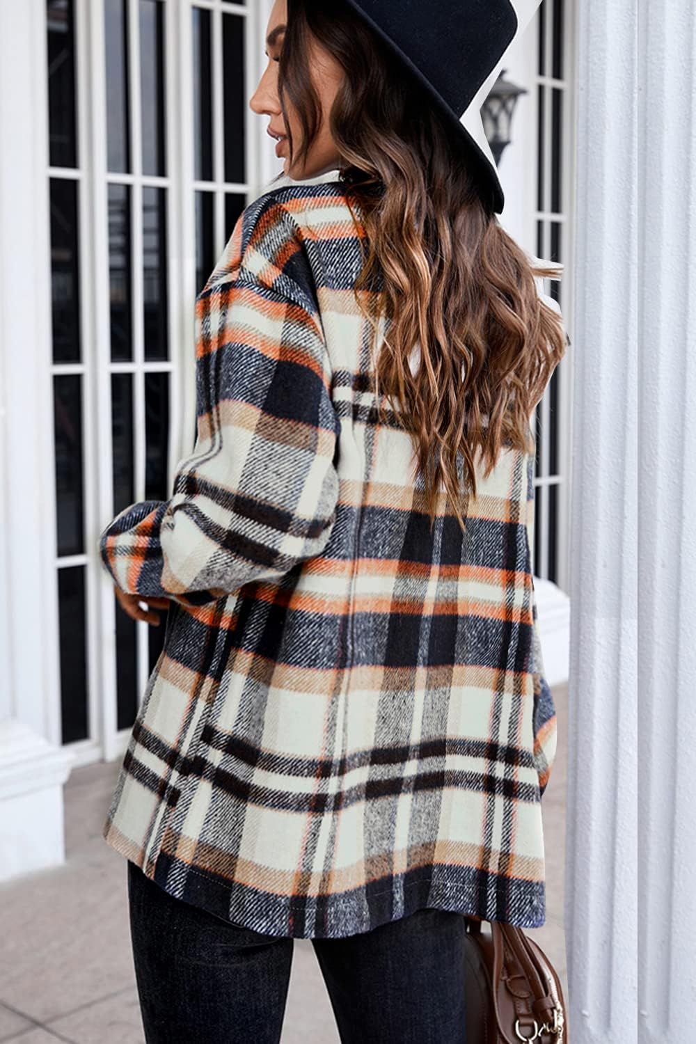 Camisa dama tartan over size boton metalico