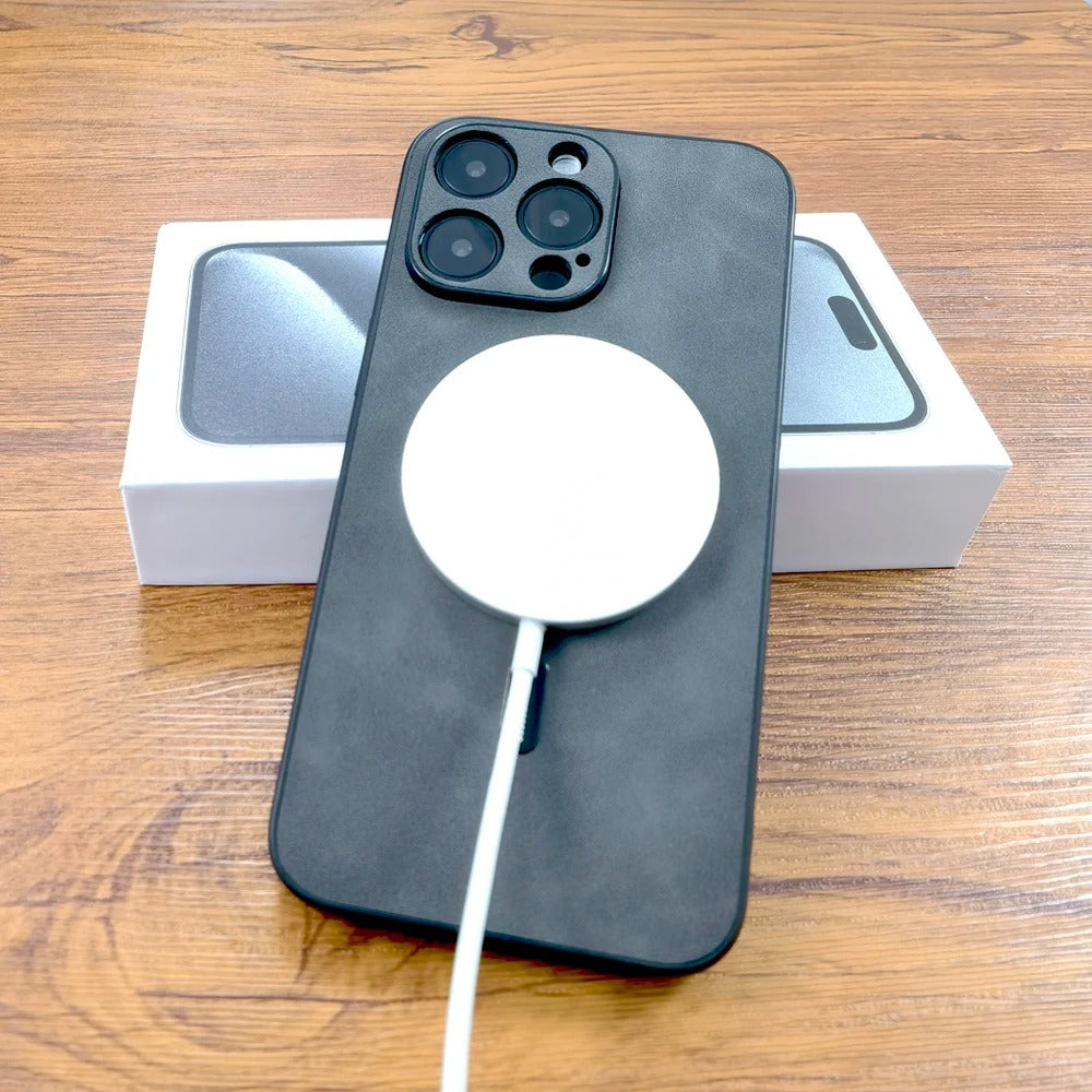 Funda iPhone 16 Pro Max cuero carga inalámbrica