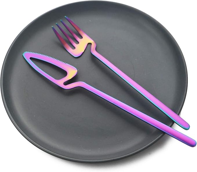 Juego de Cubiertos Tornasolado Cucharita+Cuchara+Tenedor+Cuchillo