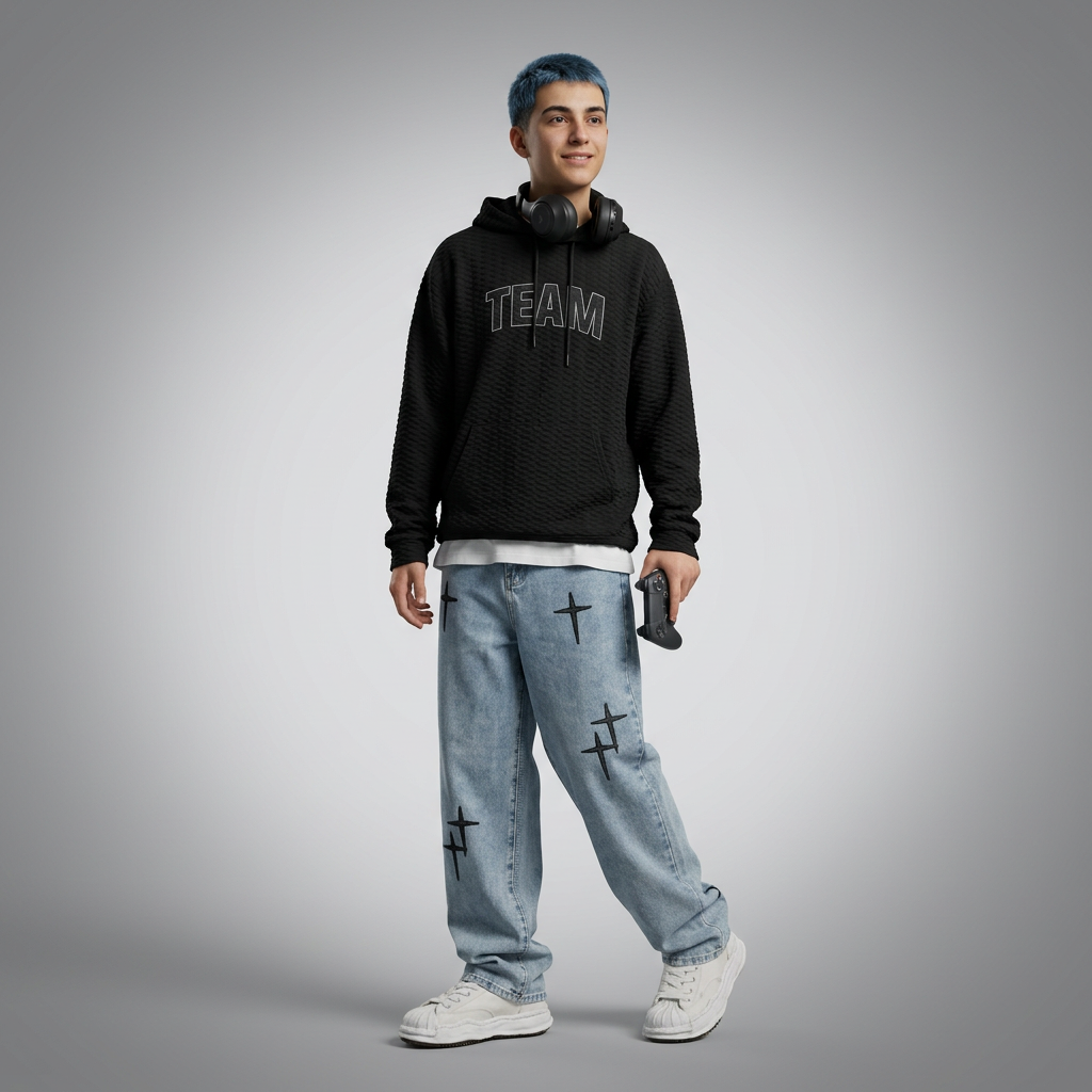 Pantalones Hombre Trap Suelto Algodón Patchwork Rayas