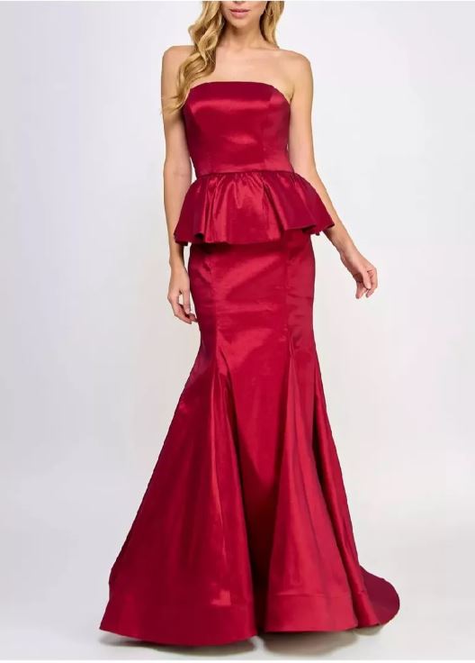 Vestido dma Bee Darlin bordo straples satin