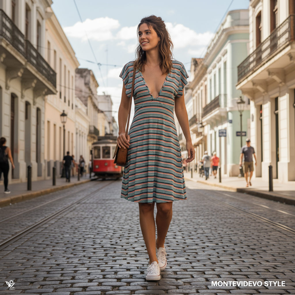 Vestido Universal rayas escote