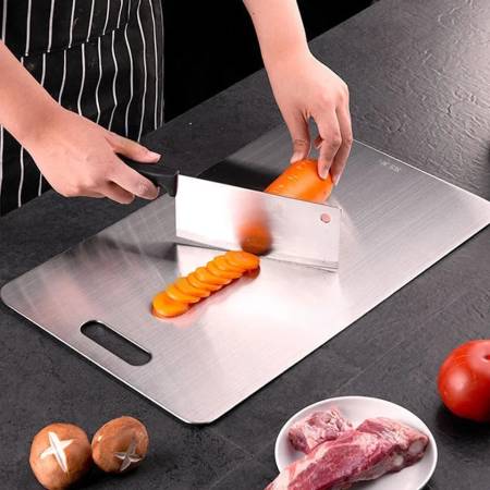 Kit Tabla Cocina + Palo Amasar Acero Inoxidable Antiadherent