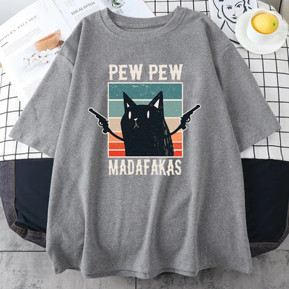 Remera hombre MC gato pew pew