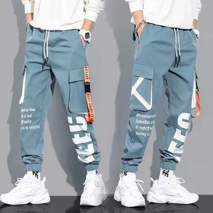 Pantalon hombre cargo correas naranjas
