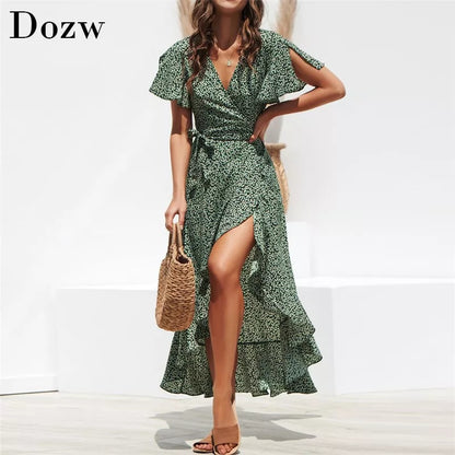 Vestido dama florcitas largo con volado