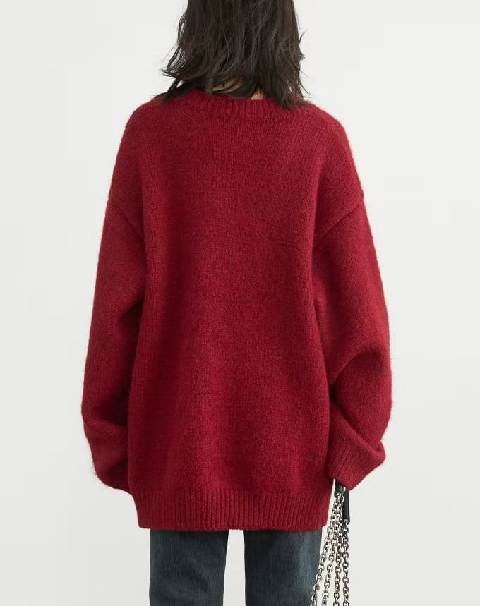 Buzo dama Suéter de punto escote en V over size