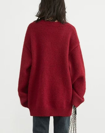 Buzo dama Suéter de punto escote en V over size