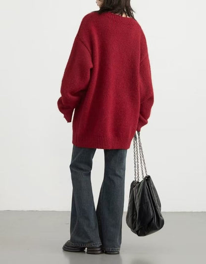 Buzo dama Suéter de punto escote en V over size