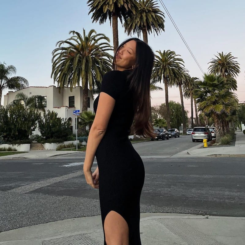 Vestido dama largo tejido con cuello polo