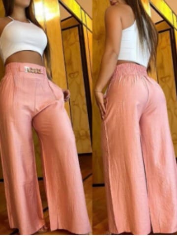 Pantalon dama pata elefante cinto de broche