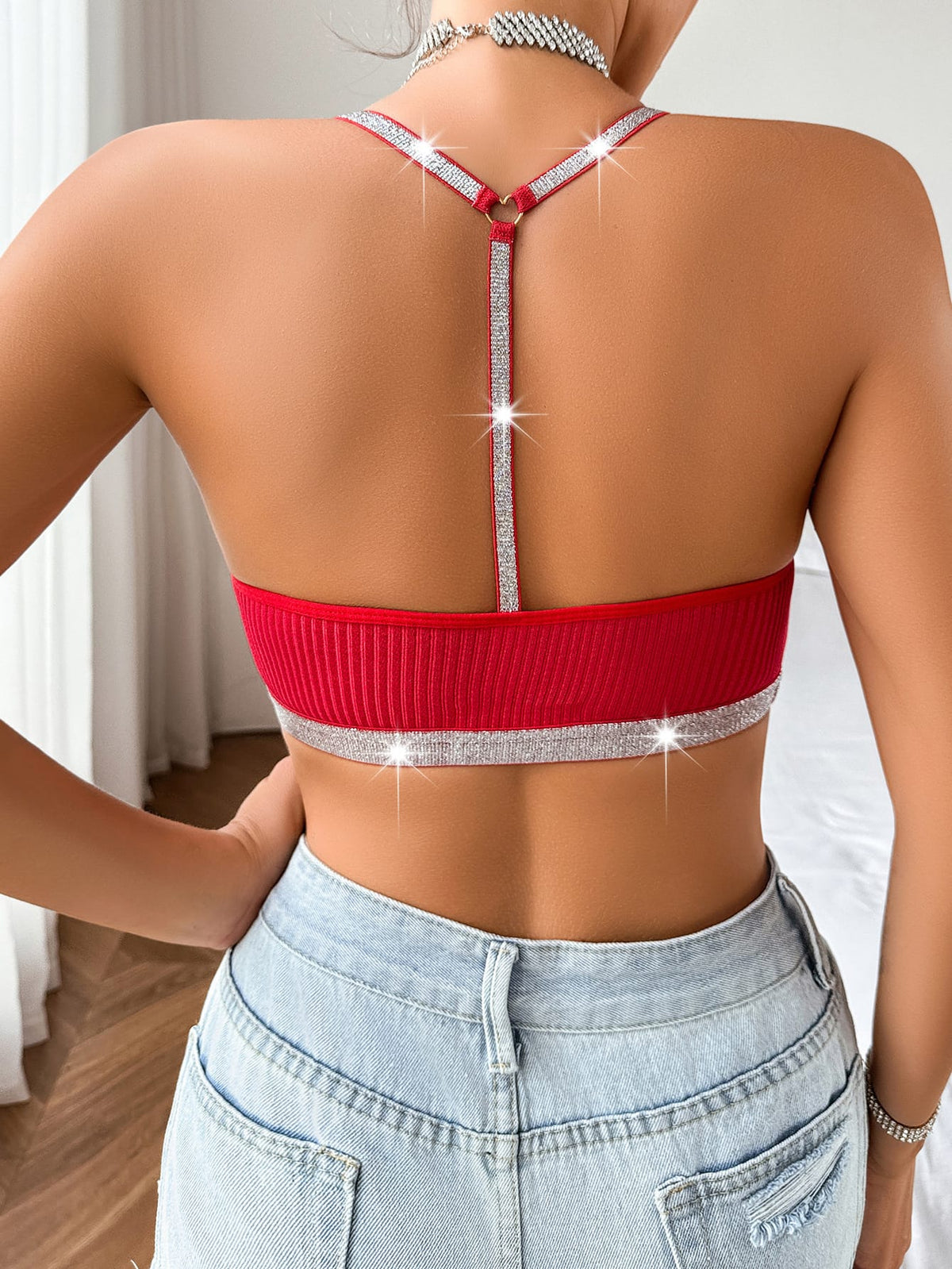 Top dama bordes de strass