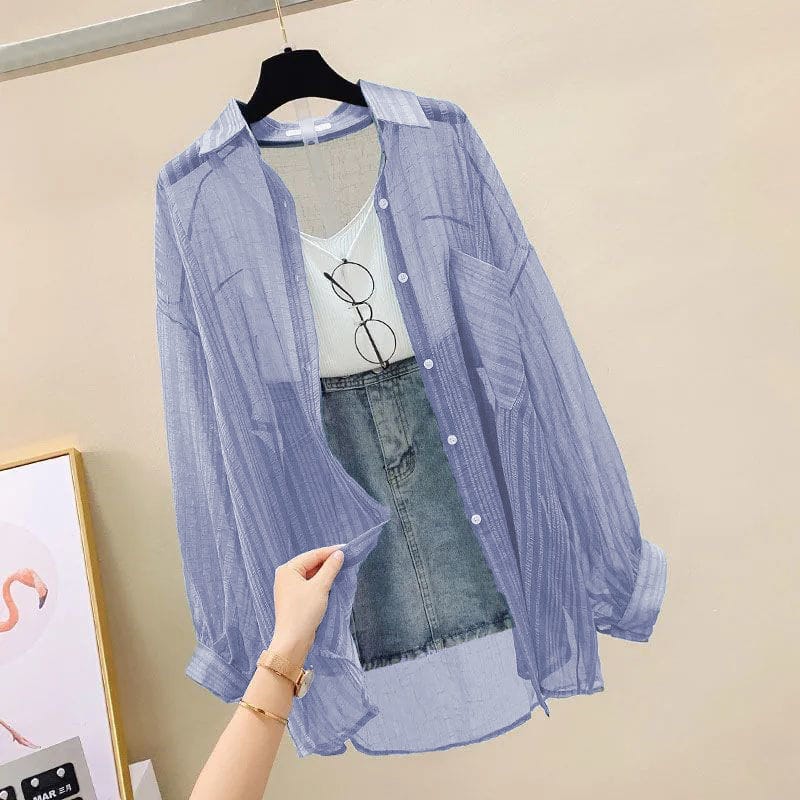 Camisa dama de shiffon suelta