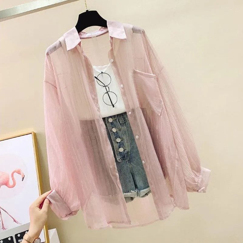 Camisa dama de shiffon suelta