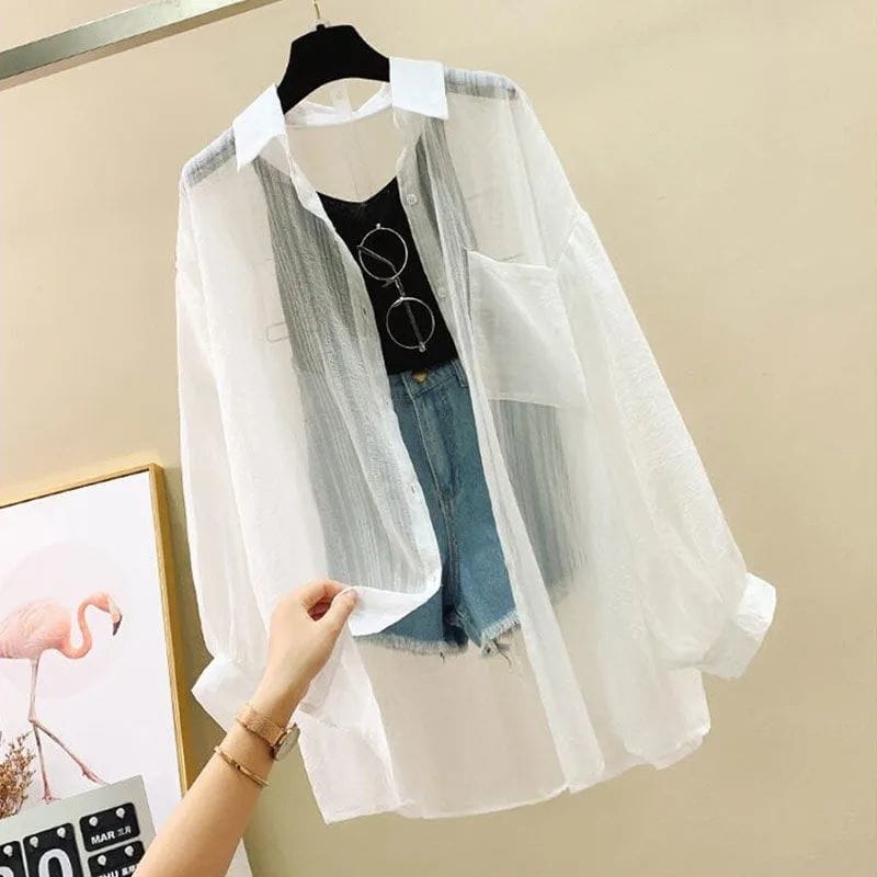 Camisa dama de shiffon suelta