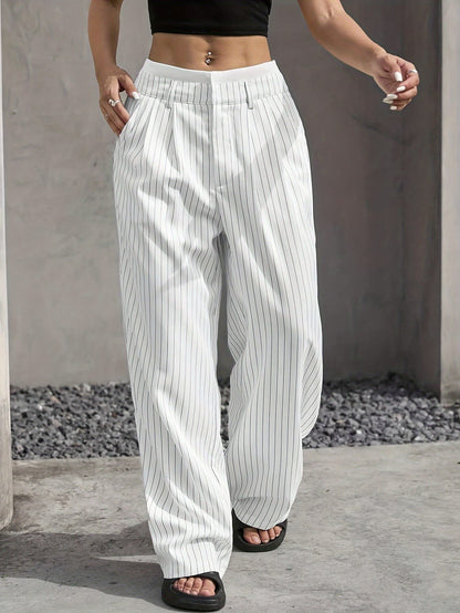 Pantalon dama para de elefante trama rayas cortadas