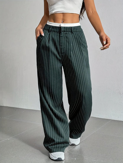 Pantalon dama para de elefante trama rayas cortadas
