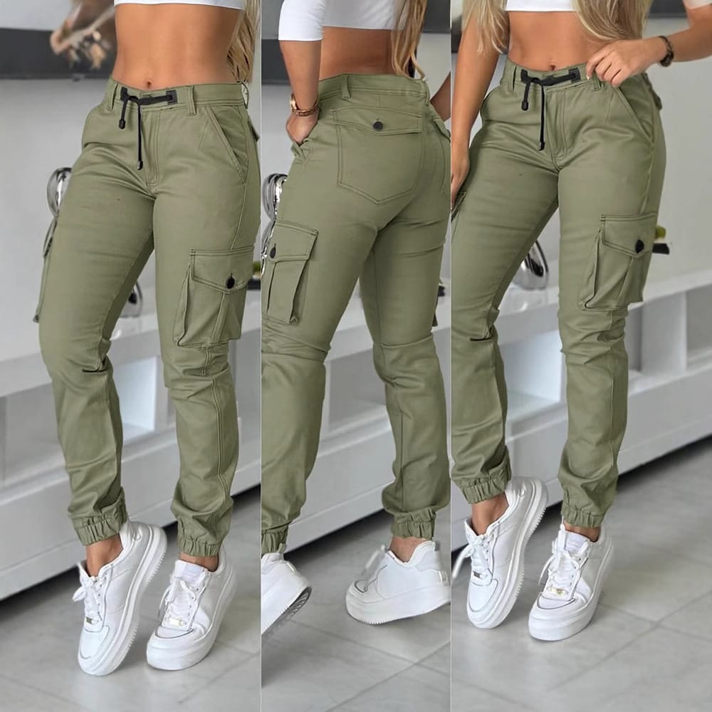 Pantalon dama cargo tactico puños y correa cintura