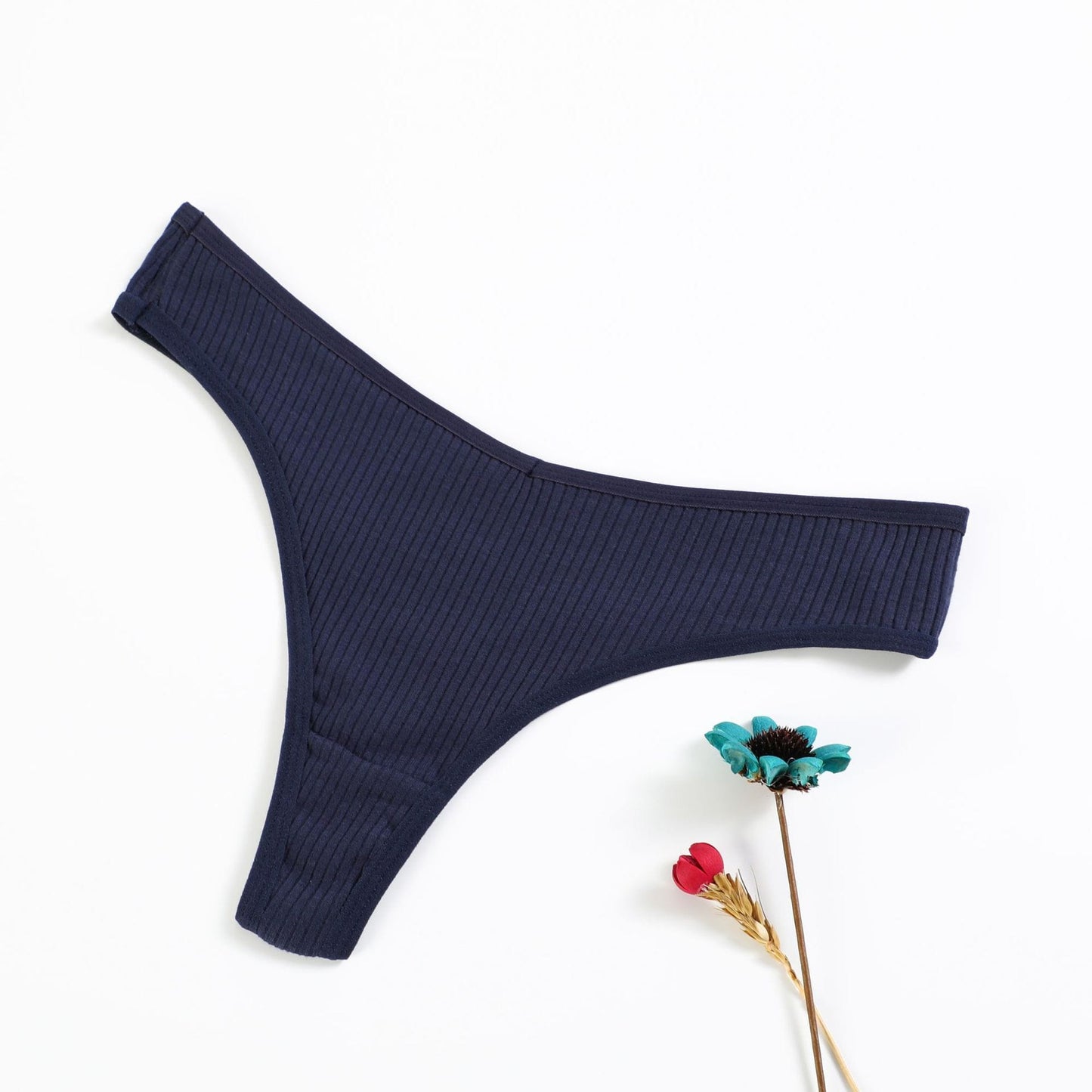 Tanga dama algodon textura rayada pasteles set x 5