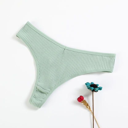 Tanga dama algodon textura rayada pasteles set x 5