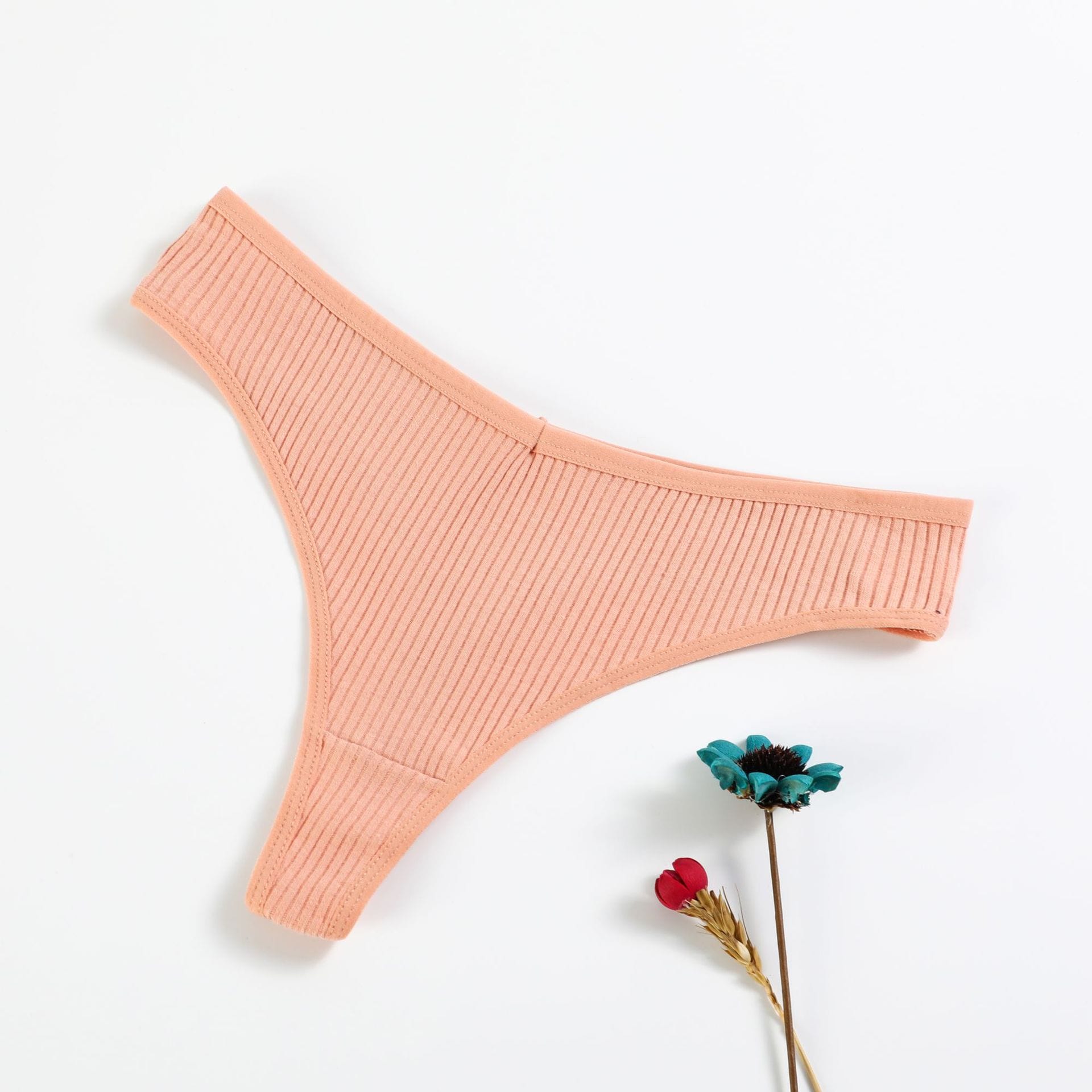 Tanga dama textura rayada pasteles set x 5 - Frijoles rojos