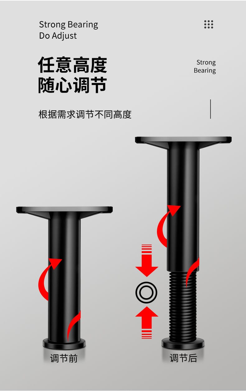 Pata ajustable , soporte, tubería, columna de soporte ajustable