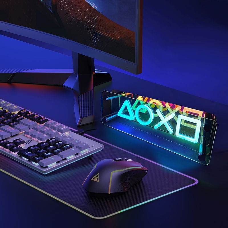 Lámpara LED Gaming Mirror Neon Light XO – Luz Decorativa para Sala E-Sports y Ambiente de Cama - SD