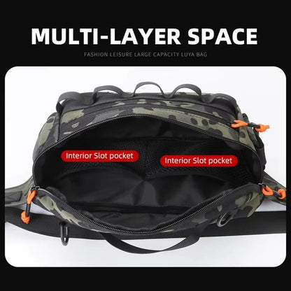 Riñonera táctica de pesca multicapa. Ideal para actividades al aire libre, viajes, deportes y senderismo. Puede usarse como bolso de hombro para guardar accesorios de pesca.