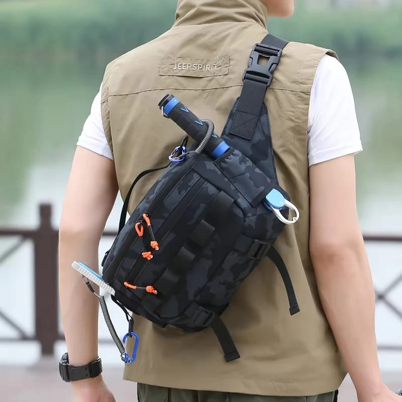 Riñonera táctica de pesca multicapa. Ideal para actividades al aire libre, viajes, deportes y senderismo. Puede usarse como bolso de hombro para guardar accesorios de pesca.