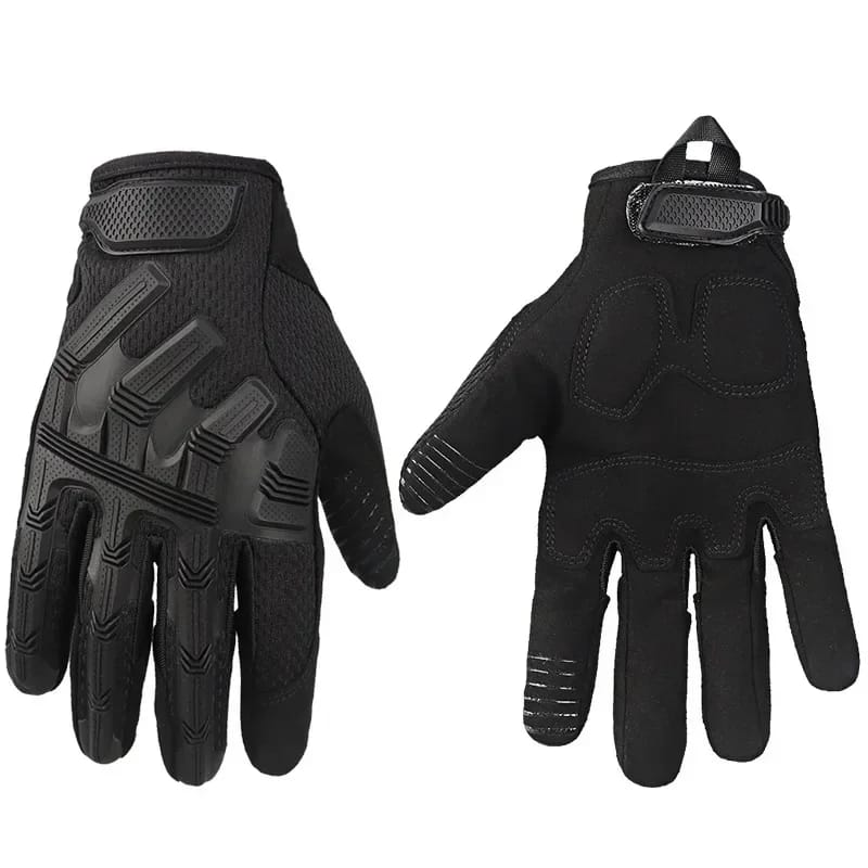 Guantes tácticos deportivos con protección total, antideslizantes, ideales para moto, montañismo y compatibles con pantalla táctil.