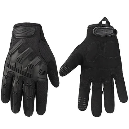 Guantes tácticos deportivos con protección total, antideslizantes, ideales para moto, montañismo y compatibles con pantalla táctil.